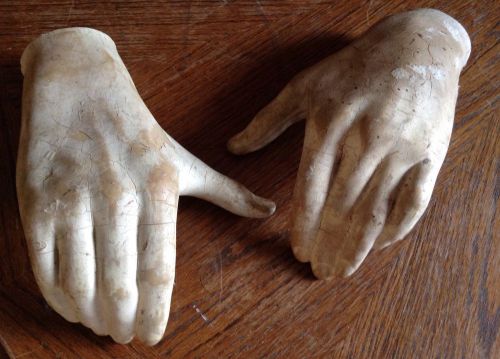 VINTAGE OLD MALE MANNEQUIN HAND HANDS RIGHT LEFT LIFE SIZE SHABBY CHIC ANTIQUE