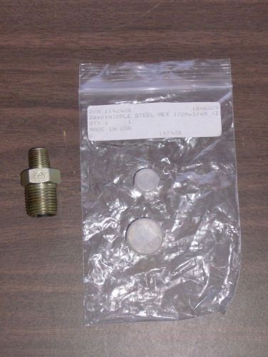 Pipe Fitting Connector - Hex Nipple Steel 1/2&#034; NPT Male to 1/4&#034; Male Reducer