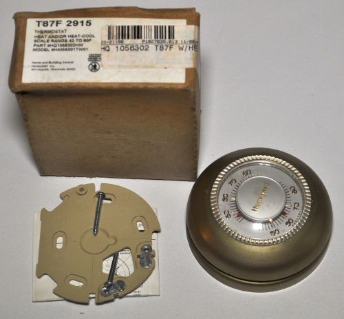 Honeywell T87F2915 Thermostat Round Gold Heat Cool Fan NO SubBase Finish Damaged