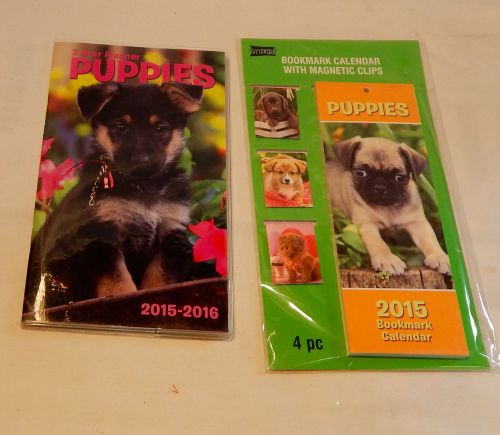 Studio18  2015-2016-2 Year Planner Puppies &amp; Bookmark Calendar With Mag Clips
