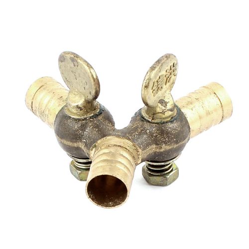 Brass Tone 10mm Diameter 3 Way Y Shaped Ball Valve Connector Coupling Adapter
