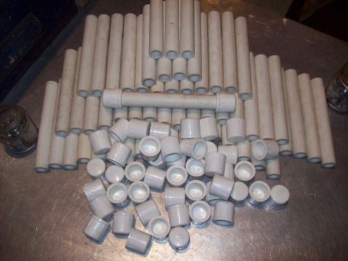 57 PVC Pipes 5/8&#034; ID 7/8&#034; OD X 6&#034; Long with 47 Caps