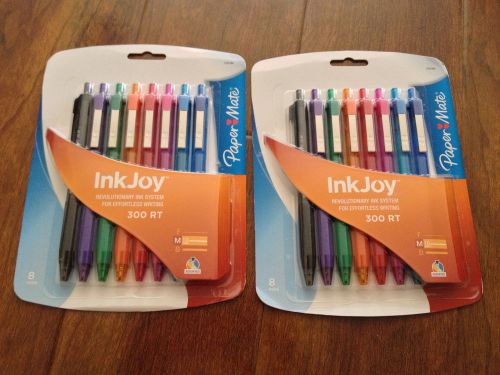 (2) packs paper mate inkjoy 300 rt assorted 8 colored ink pens 1.0mm 1781564 nip for sale