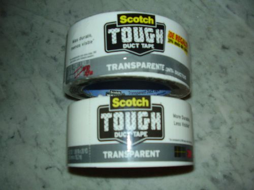 3M Scotch Tough Duct Tape - Transparent - Lot of 2 Rolls - Clear Duck Tape