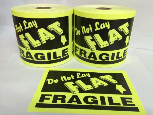 500 4x6 Do Not Lay Flat Neon Yellow Chartreuse Large Fragile Shipping Labels