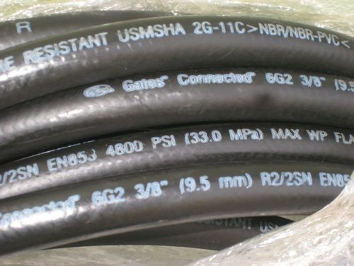 GATES CONNECTED HOSE 6G2 3/8&#034; 4800 PSI (33.0 MPa) FLAME RESISTANT 55-59 FEET!