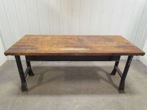 Butcher Block Workbench Table Bolted Steel Frame 72x30x30&#034; Vintage Industrial
