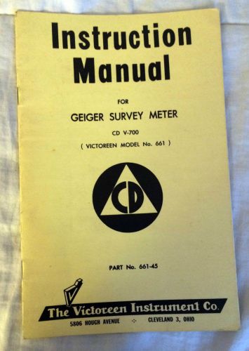 mid 20th c Geiger Survey Meter Civilian Defense manual, Victoreen Instrument Co