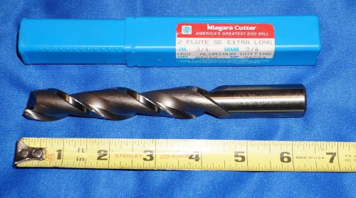 Niagara end mill ~ hss aluminum 3/4 x 3/4 ~ 2 flute single end extra long for sale
