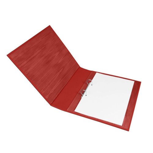 LUCRIN - A4 large ring file - Smooth Cow Leather - Red