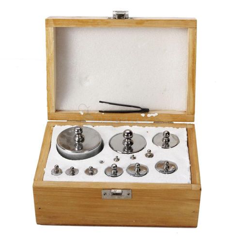 2010g Wooden Box Nickel-Plated Steel Balance Calibration Weights Silver