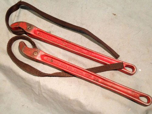 Ridgid Tool Co. No 1 Aluminum Handle 15&#034; Strap Wrench - Made in USA - Lot of 2