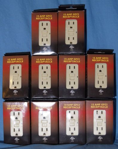 (10 pc) NEW Shanghai MFG. 15A GFCI Outlet Receptacle 15 Amp Ivory