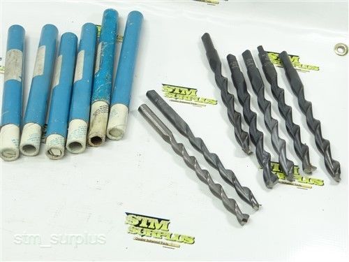 Lot of 7 hss chuck shank &amp; 2mt turbo flute taper length drills 5/8&#034; to 1/2&#034; for sale
