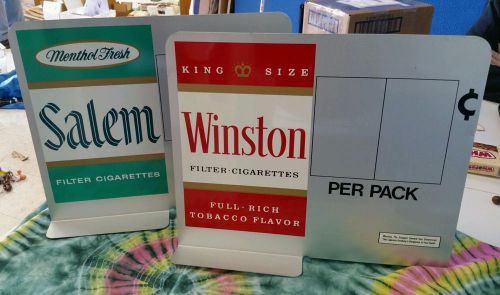 LOT OF 2 COUNTER TOP ALUMINUM CIGARETTE PRICE SIGNS