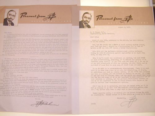 Original B. J. Palmer Chiropractor Chiropractic letter, 1957, ink signed, + more