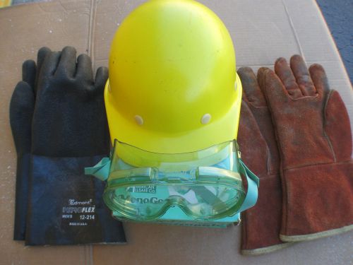 Safety equipment:  helmet, gloves, goggles and respirator for sale