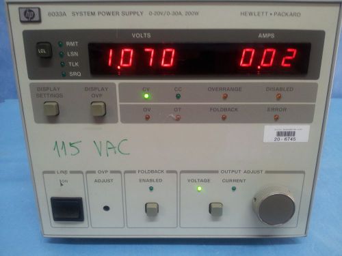 HP 6033A System Power Supply 0-20V/0-30A, 200W