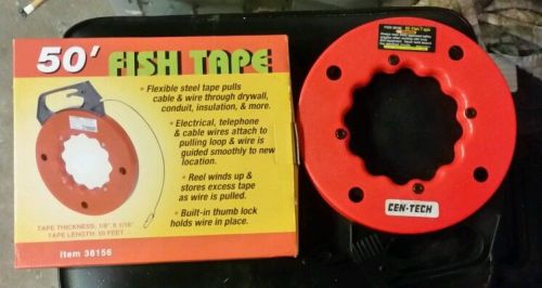 Cen-Tech Steel 50&#039; Electrical Fish Tape 1/8&#034; x 1/16&#034; Thick Cable Pull,Depth Find