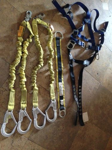 Falltech 7018ll harness with anchor sling and 6&#039; shockwave lanyards (2) for sale