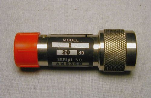 Weinschel Model 1 Fixed Coaxial Attenuator, DC to 12.4GHz, N Connectors.
