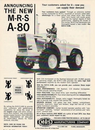 1963 New M-R-S Model A-80 tractor, 4WD/4WS, very nice ad