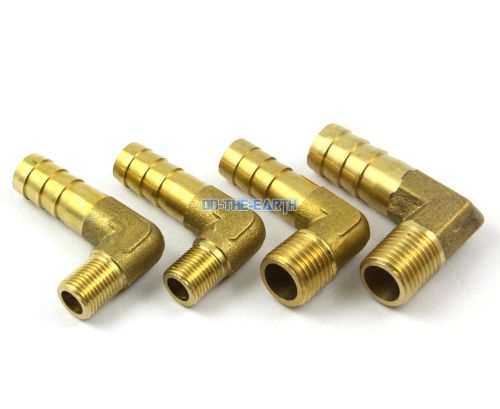 5 Brass 90 Degree Male 1/4&#034; BSP x 12mm Barb Hose Tail Fitting Fuel Water Gas