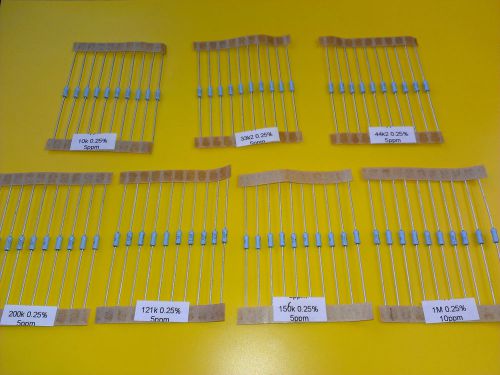 [70 pcs] BCcomp Precision Resistors UXB0207 0.25% 5ppm&amp;10ppm 7 Values 10pcs each
