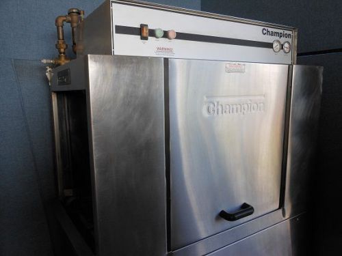 Champion Dishwasher Model 44+ Hatco Booster Heater C45 w/2 ss  receiving tables,