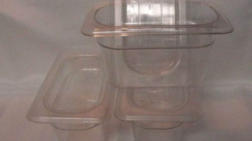 Cambro 1/9  food pan, 4&#034; deep, 3pk clear with lids for sale
