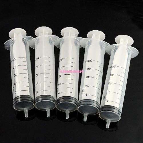 5pcs Plastic Disposable 50ml 50cc Injector Syringe For Lab Nutrient Measuring
