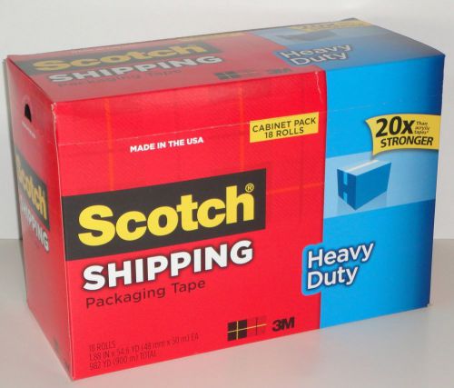 ~NEW~ Scotch HEAVY DUTY Shipping Packing Tape Cabinet Pack 18 Rolls, 54.6 YD Ea.
