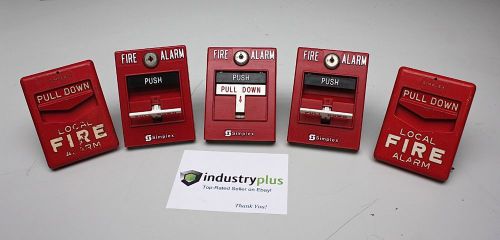 Lot of 5 simplex fire alarm pull station push manual red lever free shipping for sale