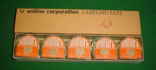 Uniline corporation labeling tape, box of 5 lime green, 1&#034; x 300&#034;, new in box! for sale