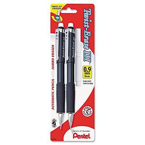 Pentel - Twist-Erase III Mechanical Pencil, 0.9 mm, Assorted Barrels -  2/Pk