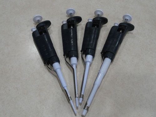Set of 4 Reconditioned Calibrated Gilson Pipetteman --P20-P100-P200-P1000