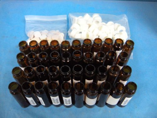 Lab amber vials 4258020, approx. 35ml with septum &amp; caps lot of 41 for sale