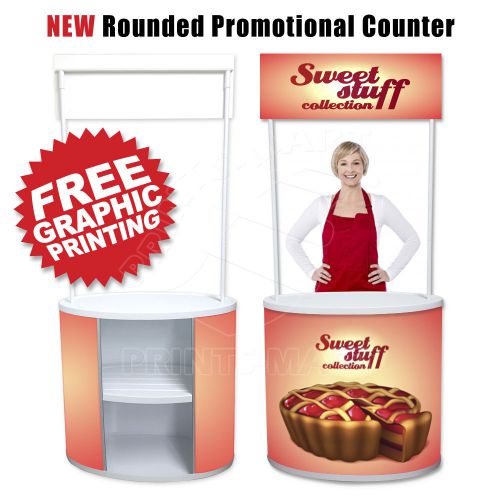 Trade show booth pop up display rounded promotional demo counter free printing for sale