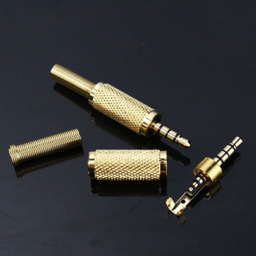 Golden 3.5mm 4 Pole Male Repair headphone Jack Plug Metal Audio Soldering