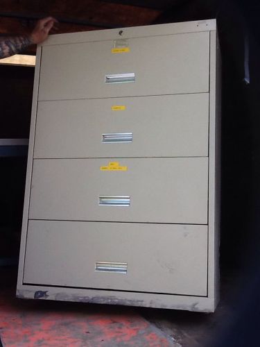 Beige Metal 4 Drawer Lateral Storage Organizing Filing Cabinet 52&#034;x3&#039;x18&#034;