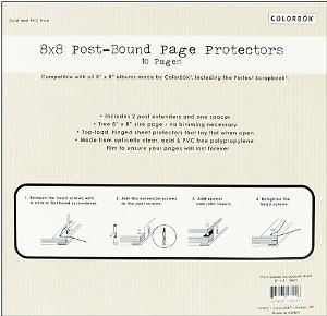 Colorbok Top Loading 3-Hole Page Protectors, 8-In by 8-In-10/Pkg with 2 Post Ext