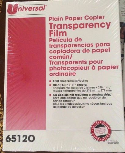 Universal Plain Paper copier Transparency #65120 Sheets 150 ct 8.5 x11  NEW box+