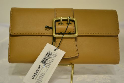 TAN LEATHER FRANKLIN COVEY TRIFOLD WALLET-REMOVABLE CHECKBOOK HOLDER-UNUSED