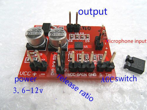 MAX9814 electret microphone amplifier board with AGC Function 5V 12V