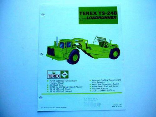 Terex TS-24B Scraper Roadrunner &amp; Full Line Literature