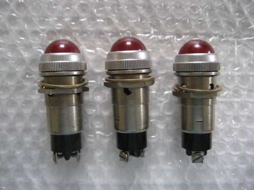 3 x DIALCO NOS Dialight 1&#034;  Panel Lamp Assembly 75W 125V Red Lens  Ampex