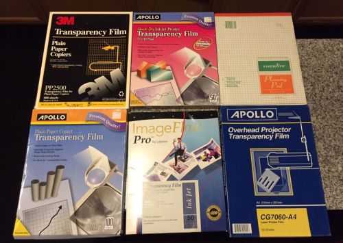 Lot of 6 Transparency Film 3M Apollo, Image Flow Pro, &amp; Planning Paper New!