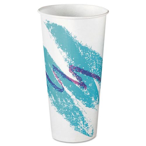 Eco-forward treated paper cold cups, 22oz, jazz design, 50/pack, 20 packs/carton for sale