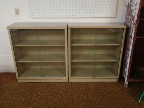 VINTAGE Glass front doors Steelcase 3 Shelf Metal Bookcase 37&#034;w x 15&#034;d x 42&#034;H