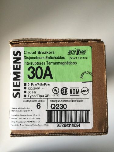 Siemens Type QP Catalog Q230 New In Box Circuit Breaker ( Box Of 6 Pcs )